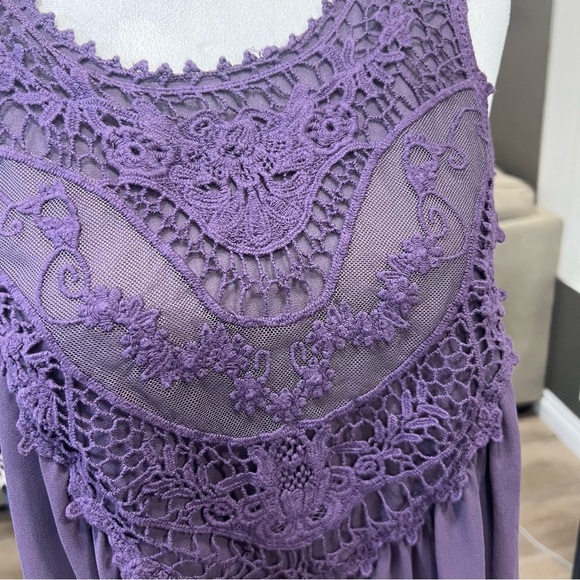 Entro Purple Lace Embriodered Sleeveless Tunic Top or Dress (M) EUC - Picture 4 of 6